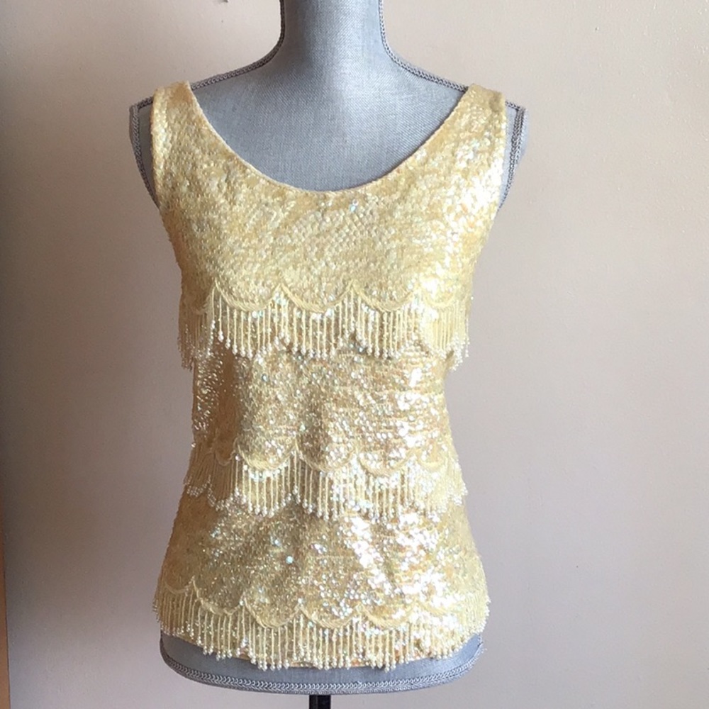 💛YELLOW/GOLD BEAD VTG TOP 50'